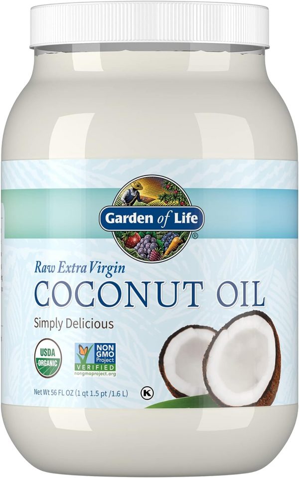 Garden of Life Raw Extra Virgin Organic Coconut Oil for Hair, Skin, Cooking, 110 Servings - Pure Unrefined Cold Pressed