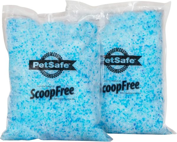 PetSafe ScoopFree Premium Blue Crystal Litter, 2-Pack – Includes 2 Bags of Lightly Scented Litter