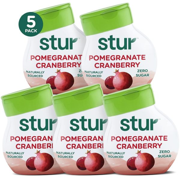 Stur -Pomegranate Cranberry, Natural Water Enhancer, (5 Bottles, Makes 100 Flavored Waters) - Sugar Free, Zero Calories, Kosher