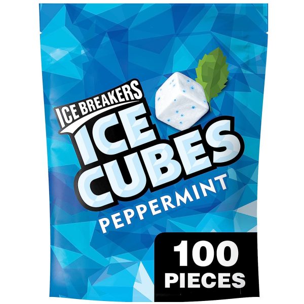 ICE BREAKERS Ice Cubes Peppermint Sugar Free Chewing Gum Pouch, 8.11 oz (100 Pieces)