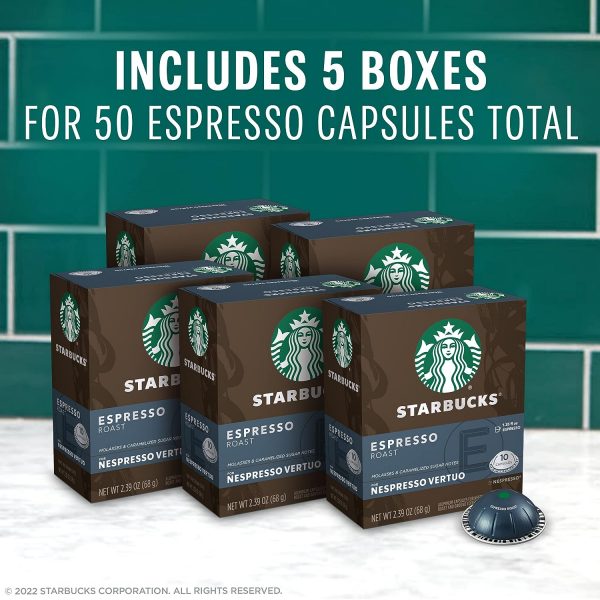 Starbucks by Nespresso Dark Roast Espresso (50-count single serve capsules, compatible with Nespresso Vertuo Line System) - Image 2