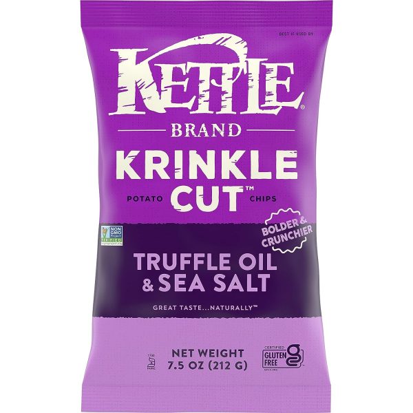 Kettle Brand Potato Chips, Krinkle Cut Truffle and Sea Salt, 7.5 Oz