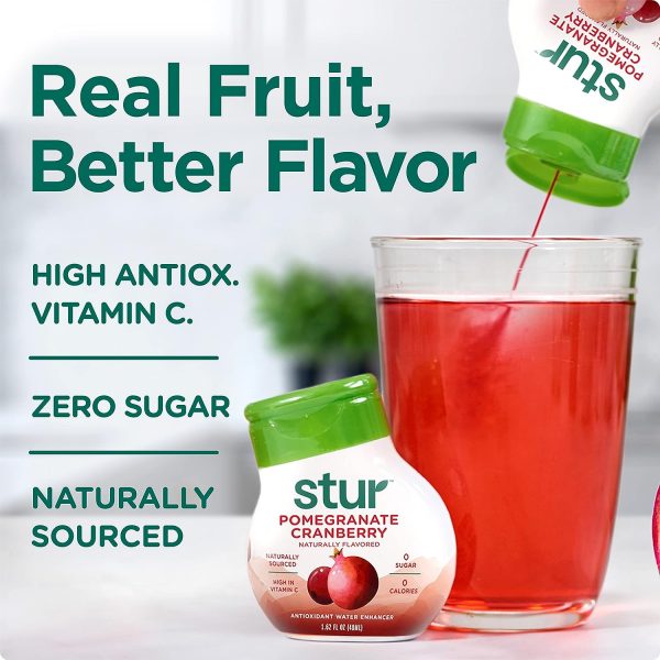 Stur -Pomegranate Cranberry, Natural Water Enhancer, (5 Bottles, Makes 100 Flavored Waters) - Sugar Free, Zero Calories, Kosher - Image 3