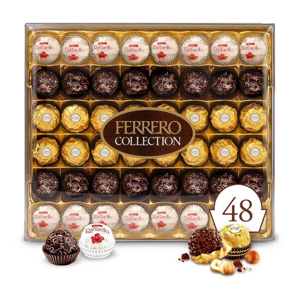 Ferrero Collection Premium Gourmet Assorted Hazelnut Milk Chocolate, Dark Chocolate and Coconut, 48 Count